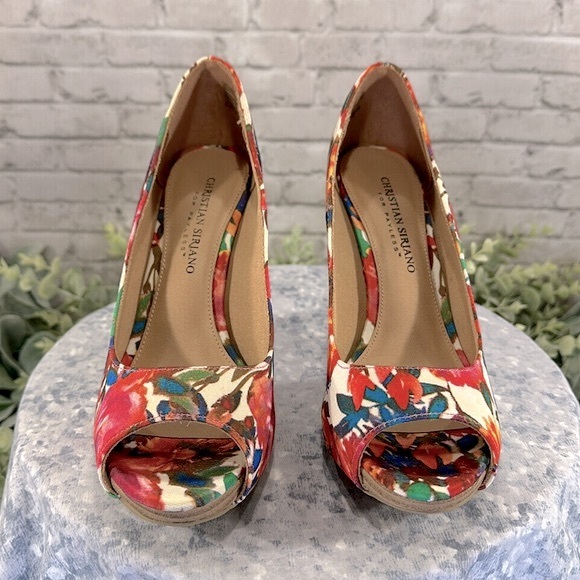 Christian Siriano for Payless “Kate” Tropical Floral PeepToe Heel WMS 7.5M💐NWOT - Picture 2 of 9